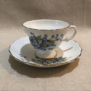 Lefton Blue Daisy Floral Tea Cup and Saucer